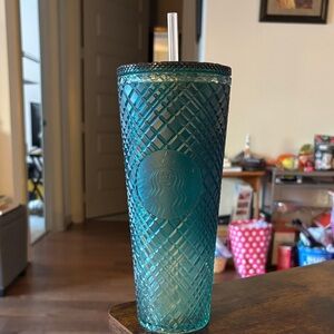Starbucks Teal Textured Tumbler with Straw